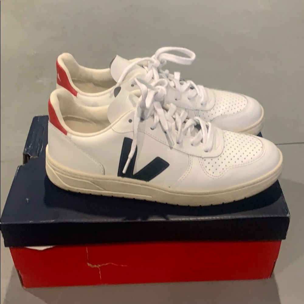 Red and Blue Veja sneakers, size 38